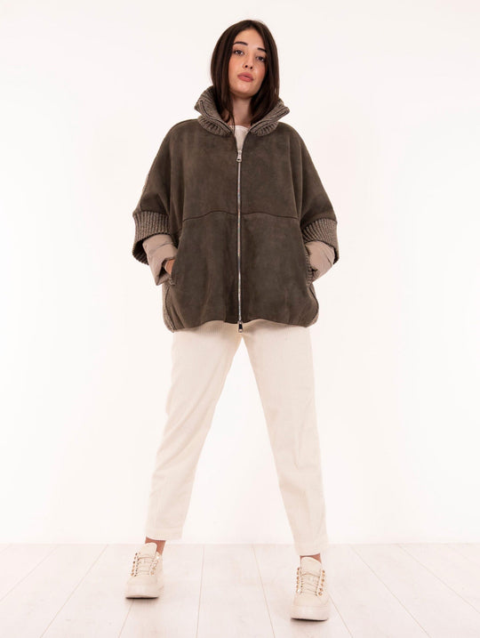 Cappa Adekin The Jeackie Leather in Piuma, Maglia e Velvet Suede Grigio