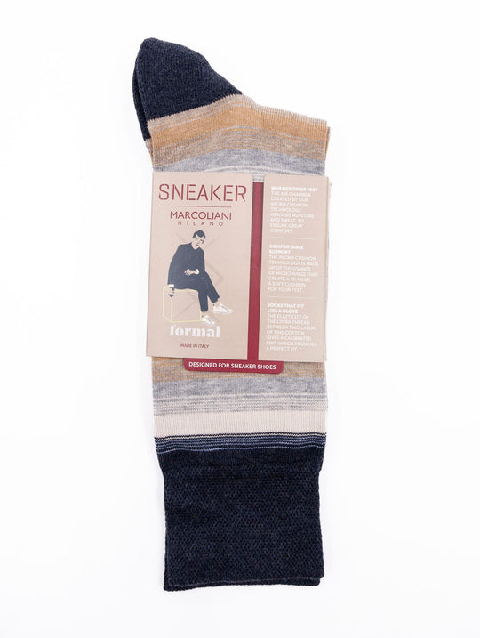 Calzini Marcoliani Milano Sneaker  in Cotone Indigo e panna