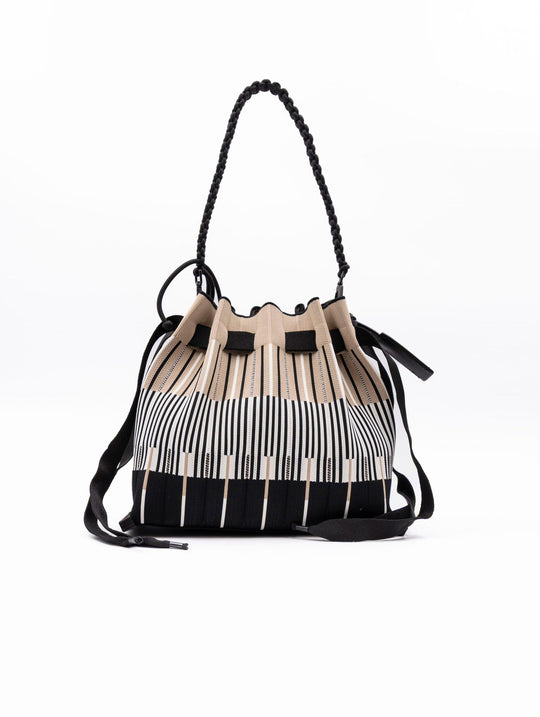 Borsa Fri-Yay Sara in Maglia Plissè Beige e Nero