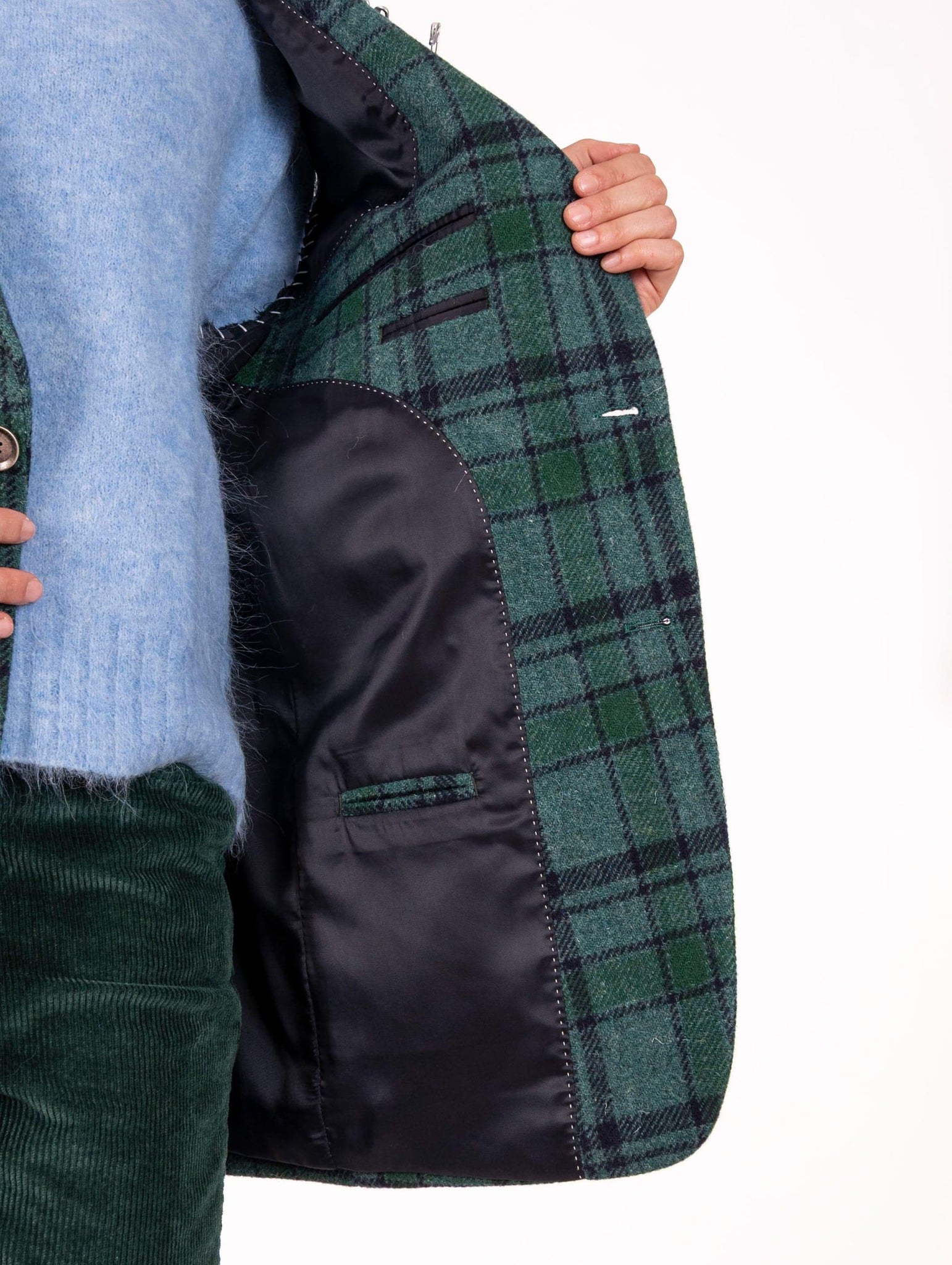 Maxi Gilet Roy Roger's  in Lana Check Verde e Blu RND90214CQ15XXXXC0611 Roy Roger's