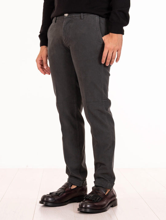 Pantalone Re-Hash in Cotone e Lyocell Piquet Grigio
