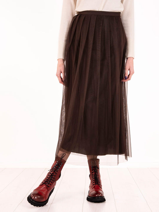 Gonna Alpha Studio in Tulle Testa di Moro