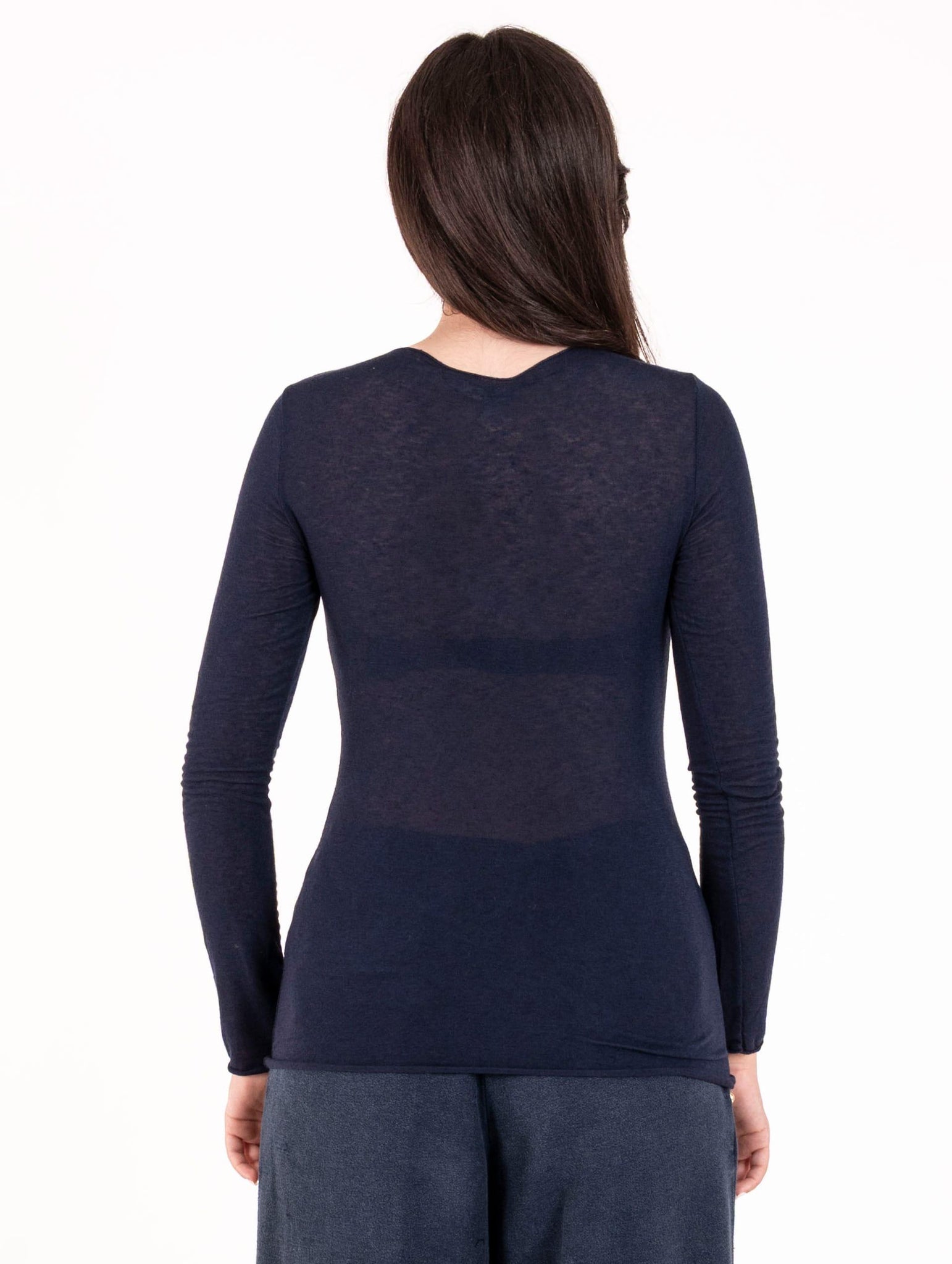 Girocollo White Wise Misto Cachemire Extrafine Blu WW201806 White Wise