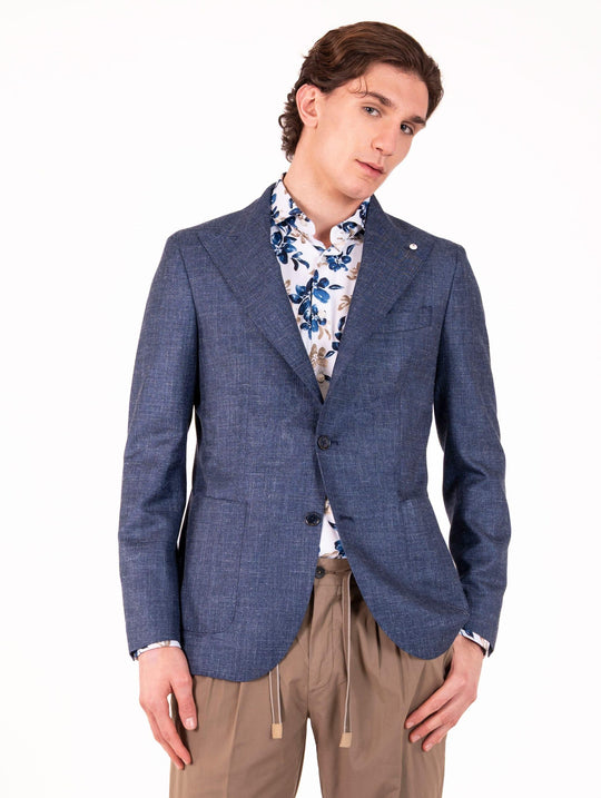 L.B.M. 1911 Jacke aus Schurwolle, Seide und Leinen Denim