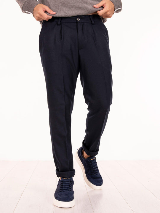Pantalone Devore in Mischwolle Nachtblau