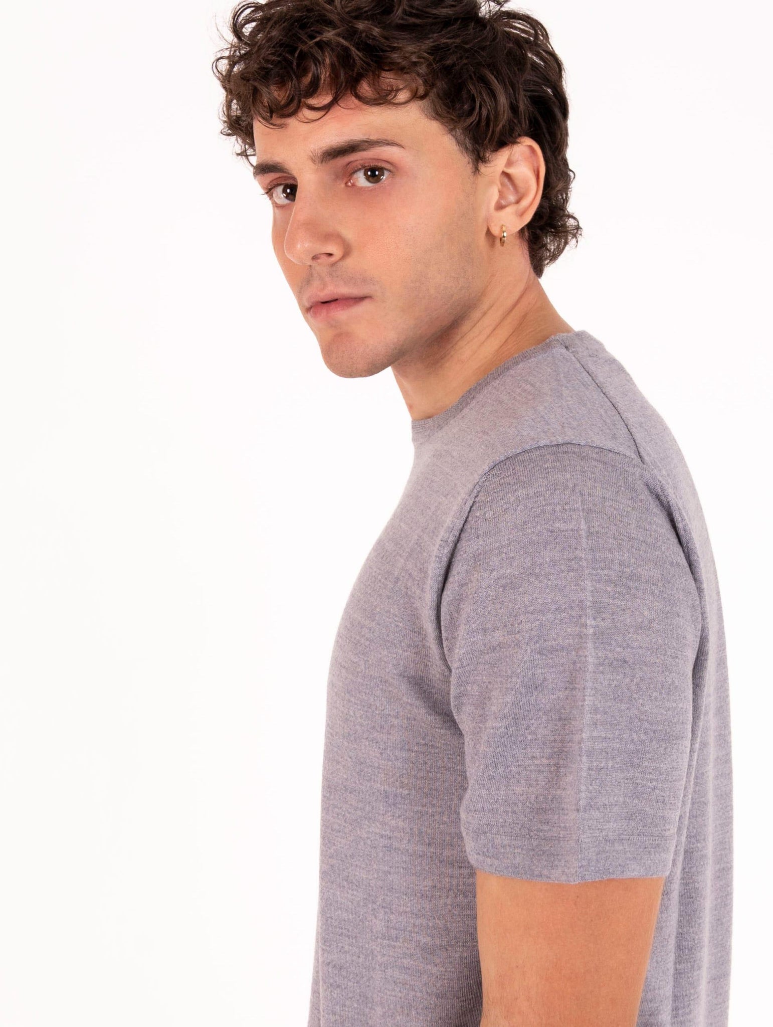 T-Shirt Four Stroke in Lana Merinos Extrafine Pietra 001910 Four Stroke