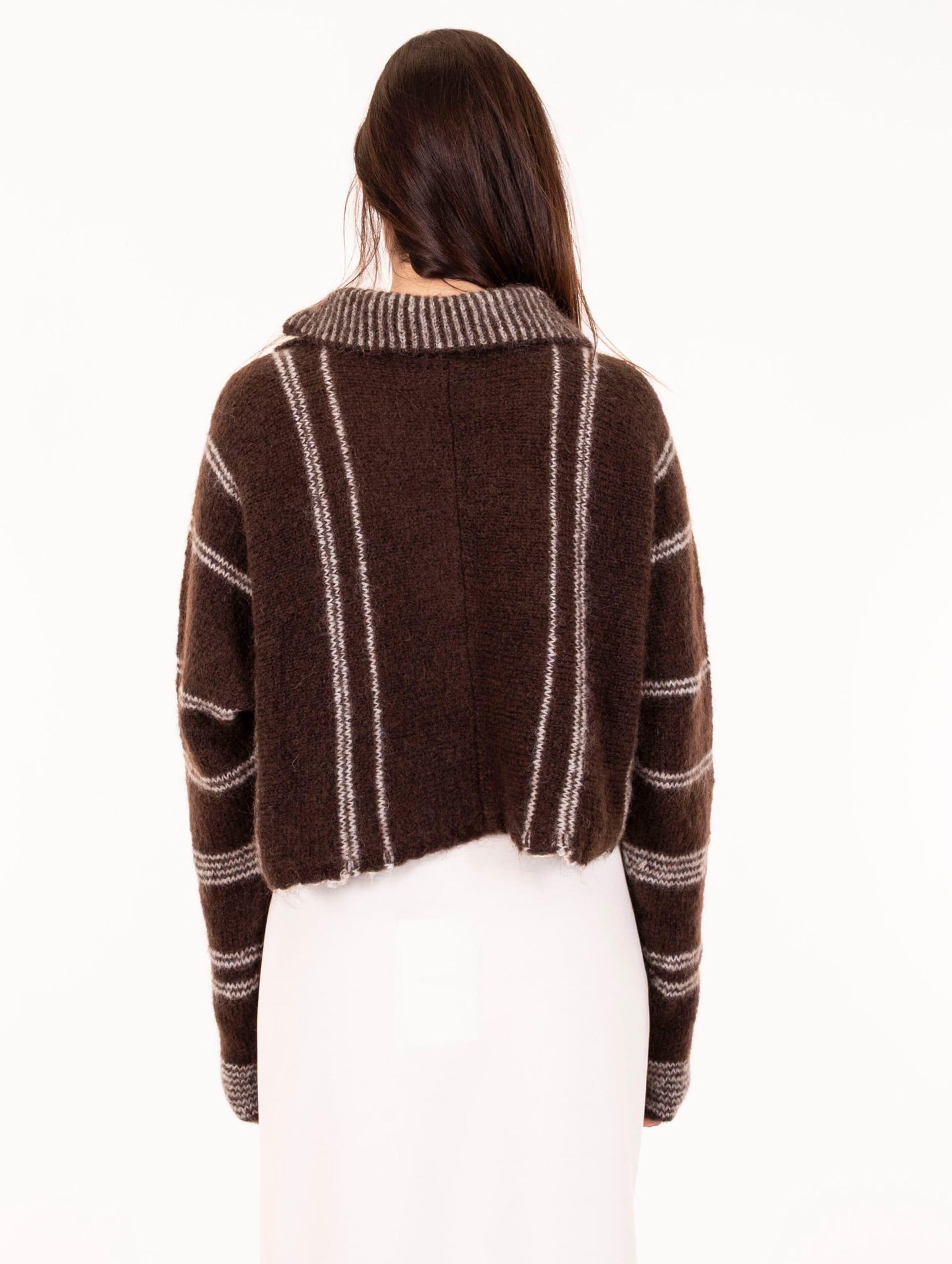 Cardigan Cropped Alysi in Mohair Cioccolato 265438A5028MIX Alysi