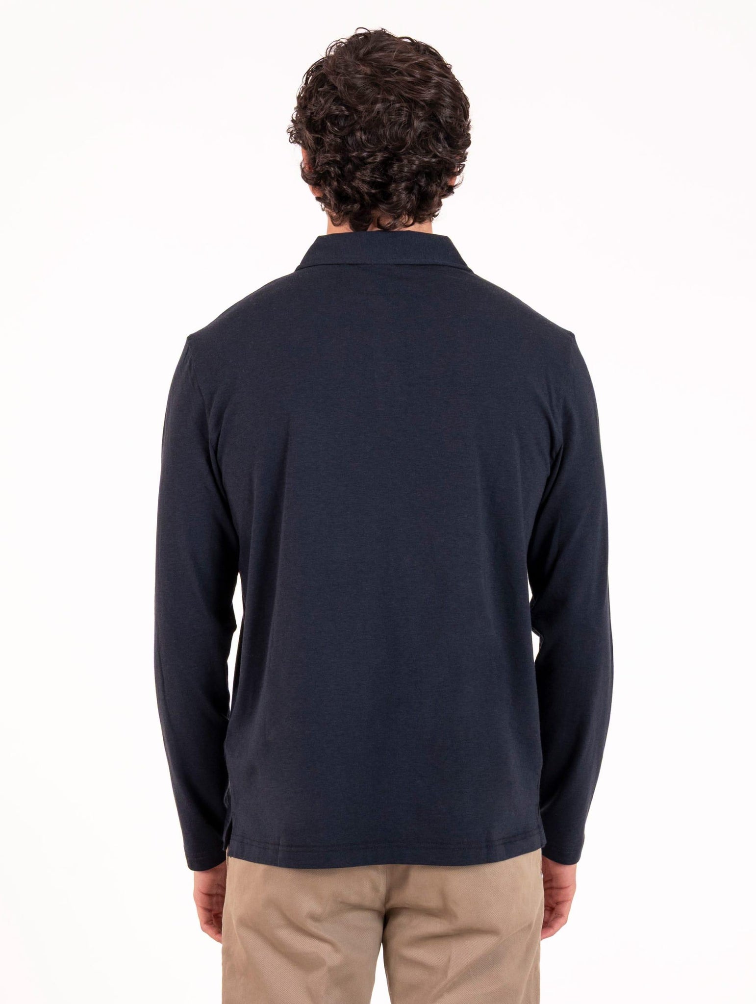 Polo Devore in Cotone, Modal, Lana e Seta Navy DP2-101-AL0394 Devore