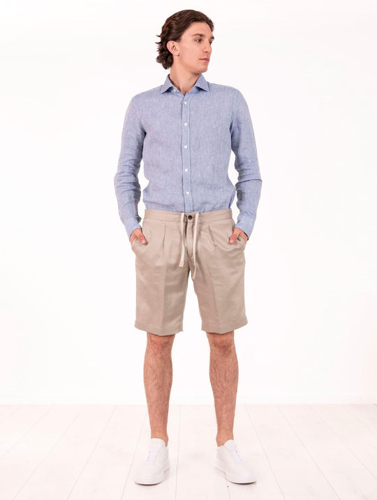 Bermuda Devore in Tencel e Lino Sabbia