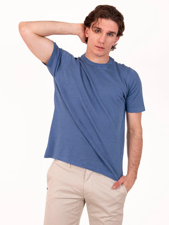 T-Shirt Alpha Studio in Lino e Cotone Denim