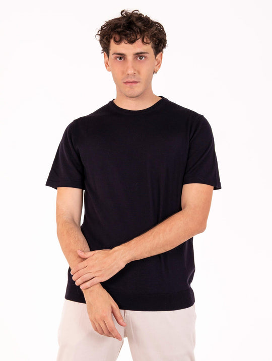 Four Stroke T-Shirt in Night Extra Fine Merino Wool