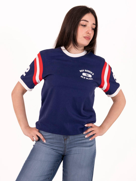 T-shirt Baseball Roy Roger's in Cotone Blu