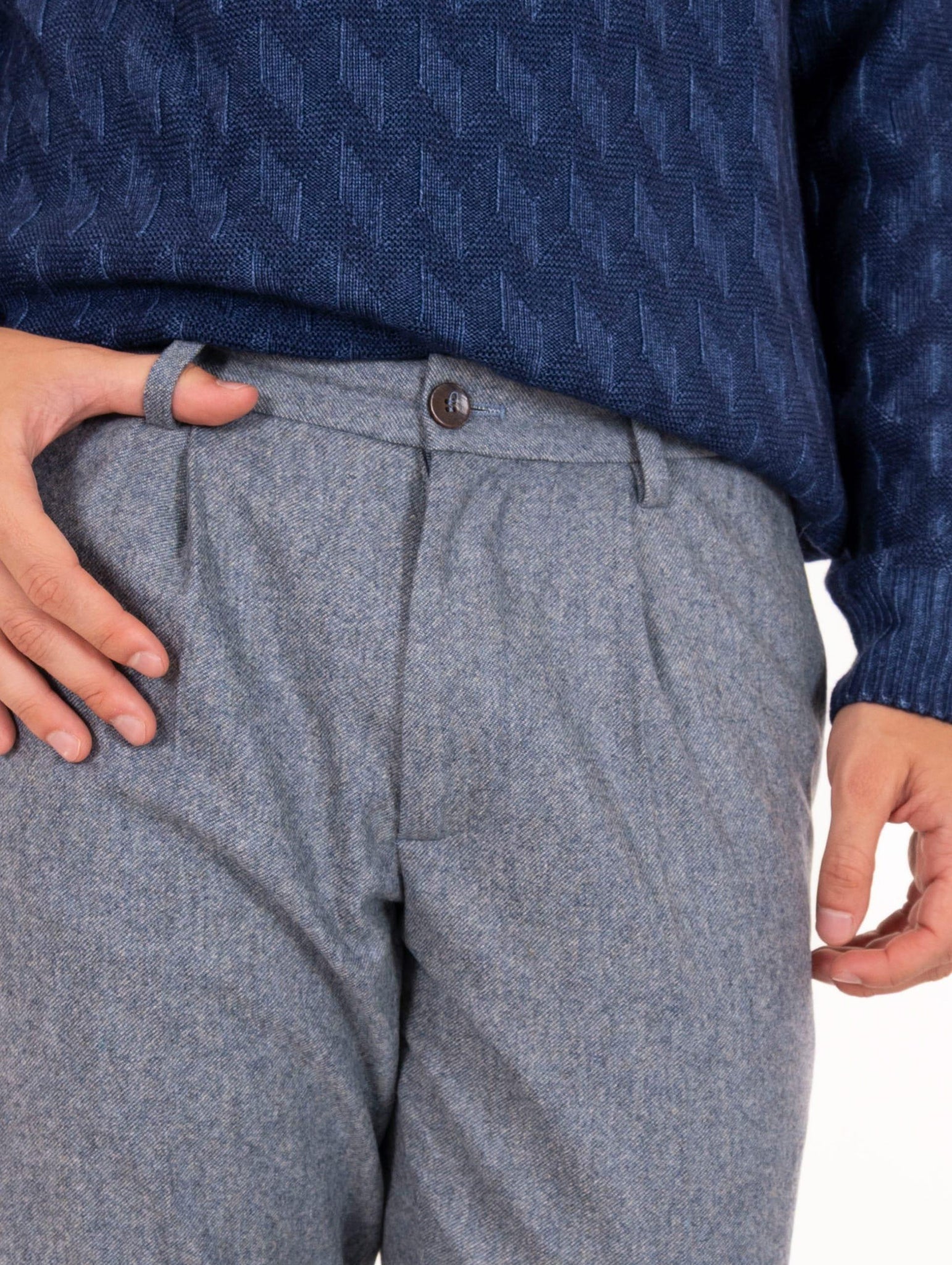 Pantalone Devorè in Lana Vergine Ceruleo Melange DVR15C-W20600310 Devore