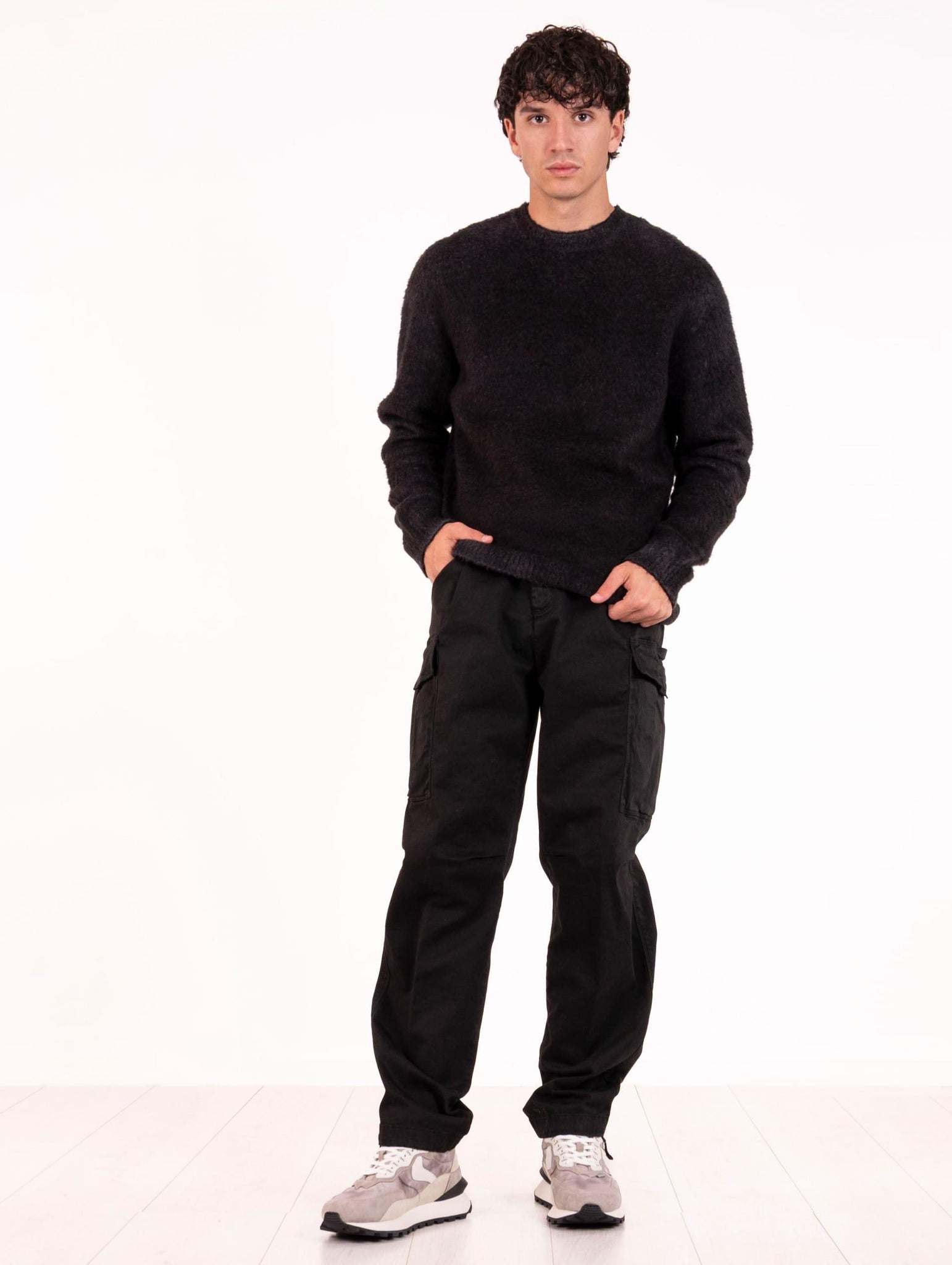 Maglia Roberto Collina in Misto Cotone Nero e Bianco 253M52001M5221 Roberto Collina