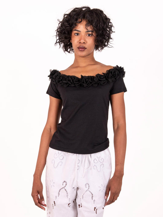 T-shirt Roselline No Secrets in Cotone Nero