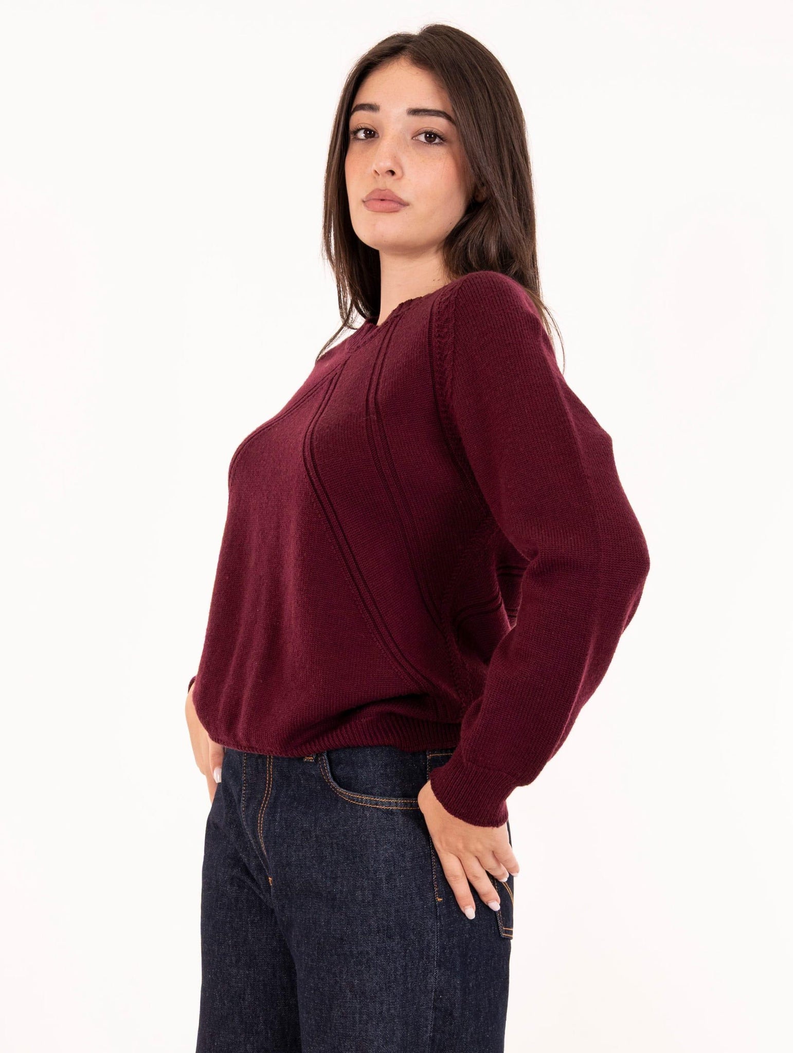 Maglia Girocollo Alpha Studio in Pura Lana Ciliegia AD-4081C2009 Alpha Studio