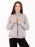 Cardigan Corto White Wise in Lana e Viscosa Grigio