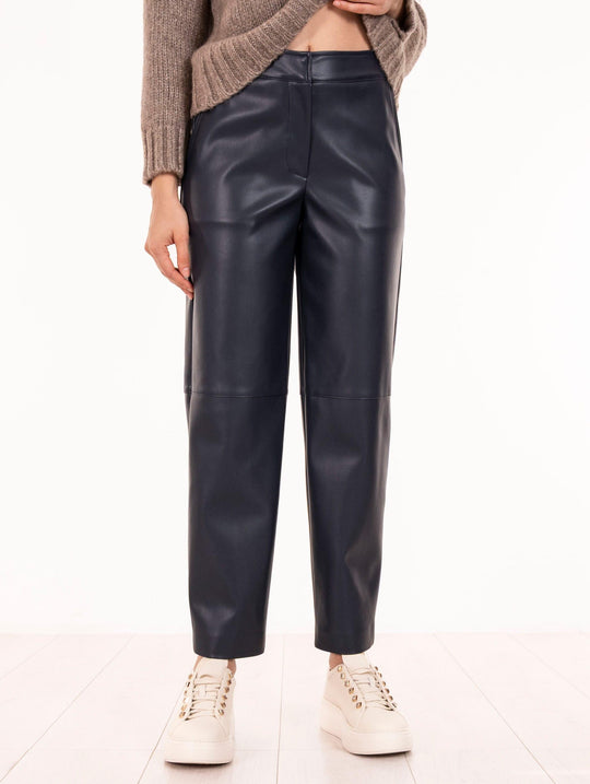 Pantalone Alpha Studio in Eco Pelle Blu Notte