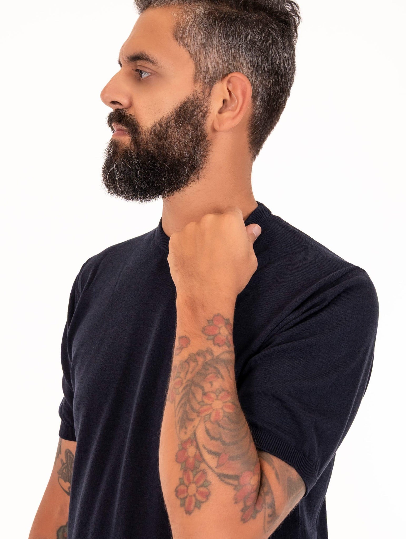 Maglia Alpha Studio in Cotone Crepe Blu Notte AU-1020C1001 Alpha Studio