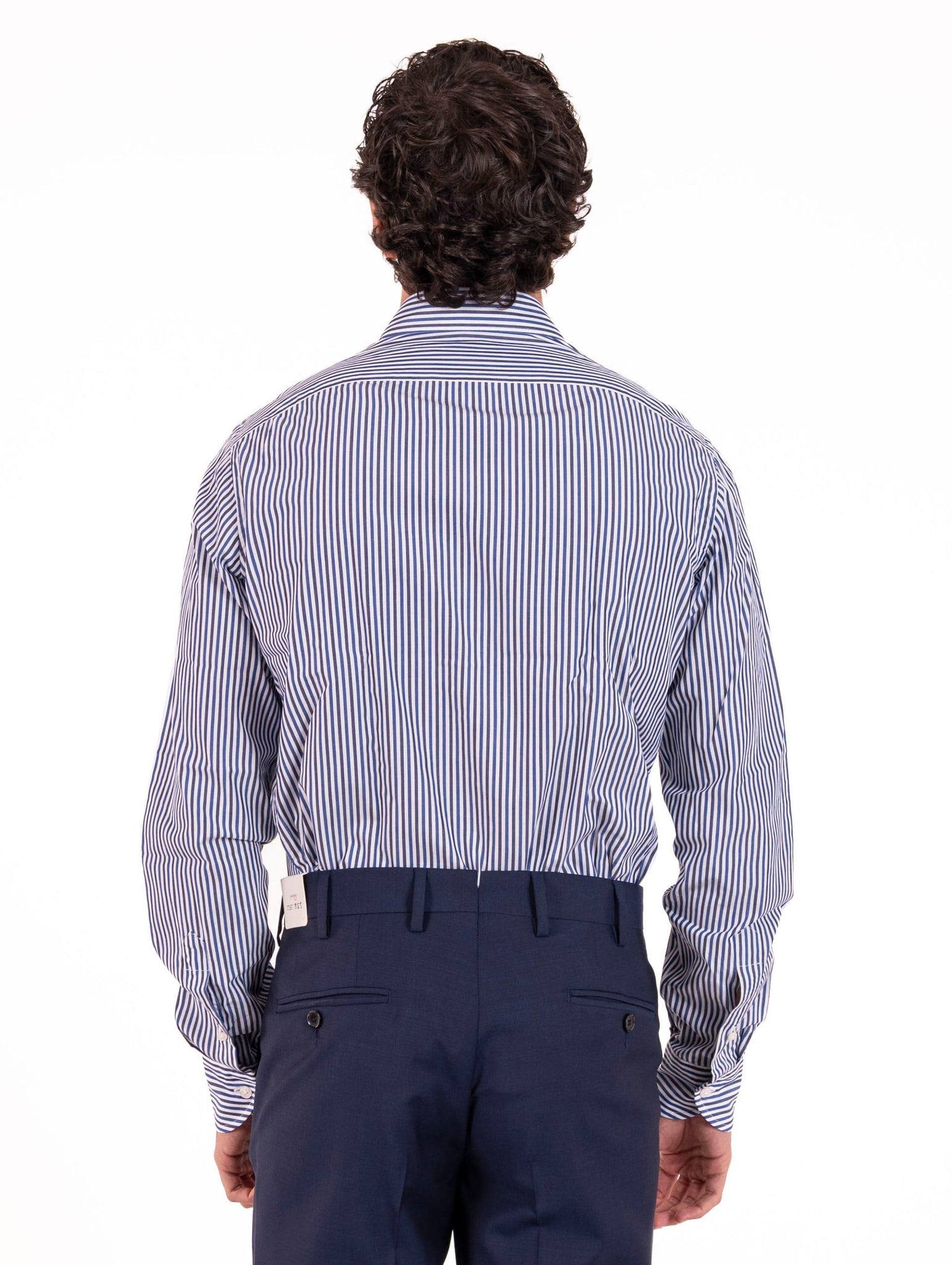 Camicia Borriello Napoli in Cotone a Righe Bianca, Blu e Navy 5362PLATINO5 Borriello Napoli