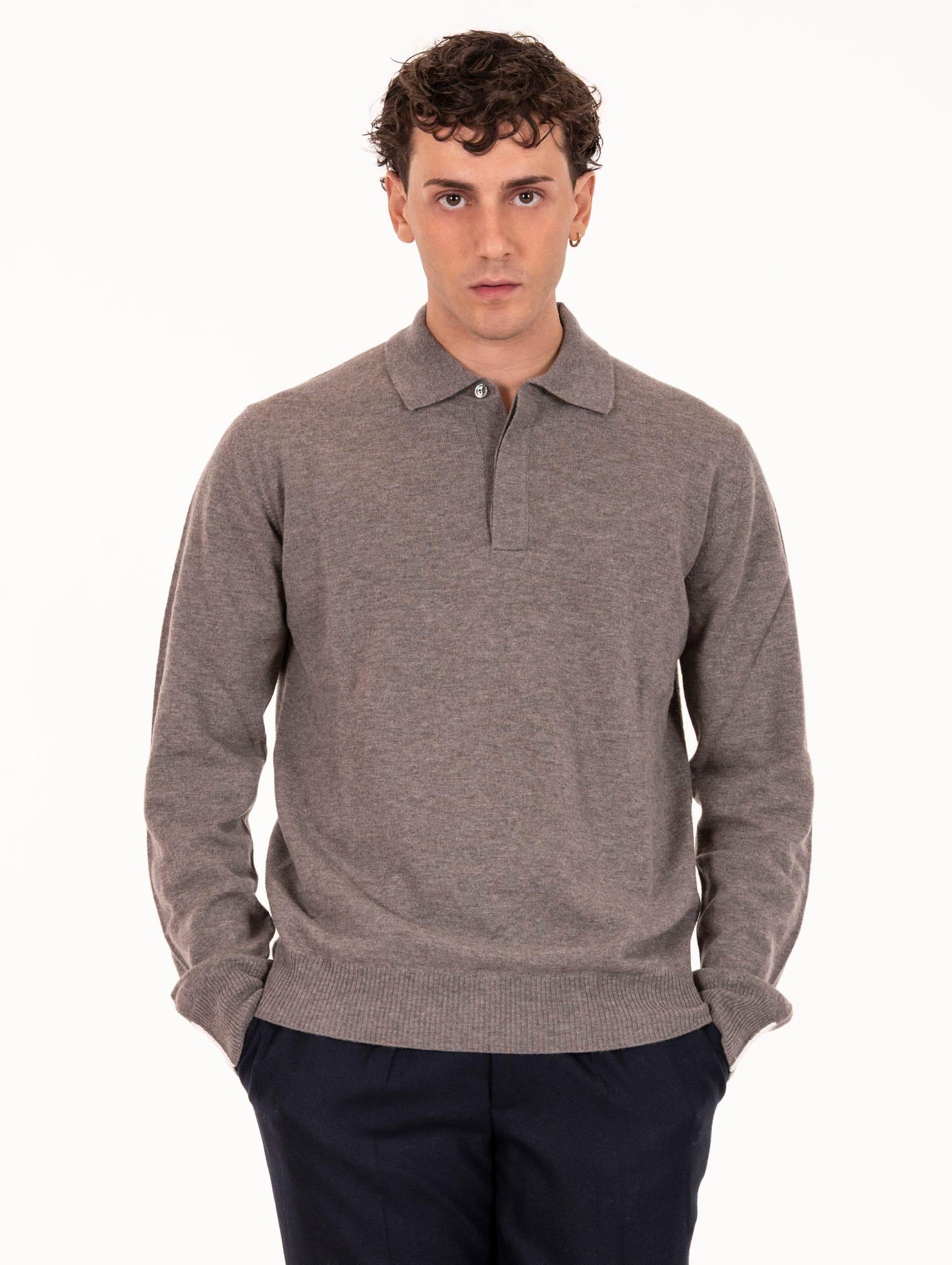 Polo Alpha Studio in Lana Geelong Tortora AU-3103B1015 Alpha Studio