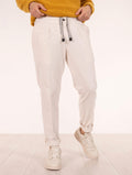 Pantalone Devore aus Samt in Milchfarbe