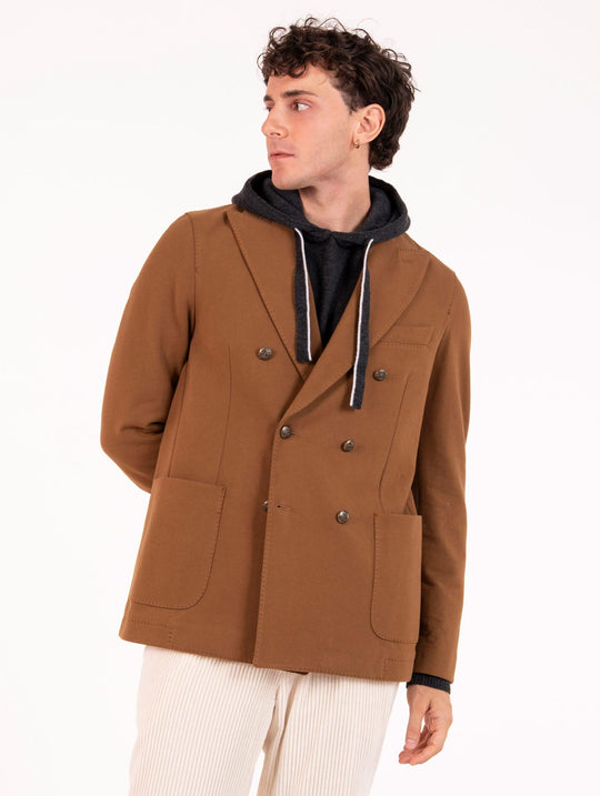 Circolo 1901 Doppelreihige Jacke aus Baumwolle in Erdfarbe