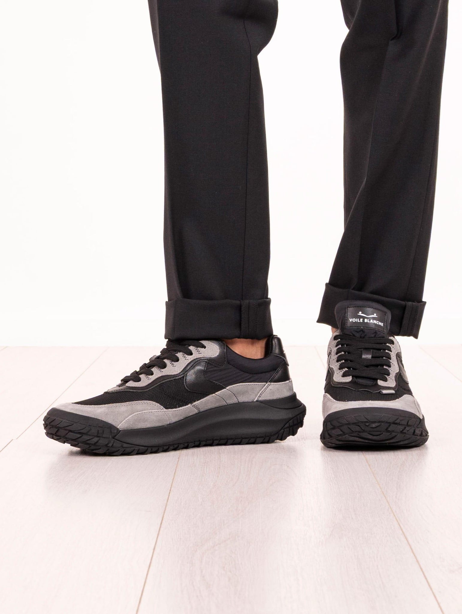 Sneakers Club Act Voile Blanche in Suede e Nylon Antracite e Nero CLUBACTMSUEDE/NYLON/CALF Voile Blanche