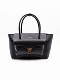 Double Beat Coccinelle Tasche aus schwarzem genarbtem Leder