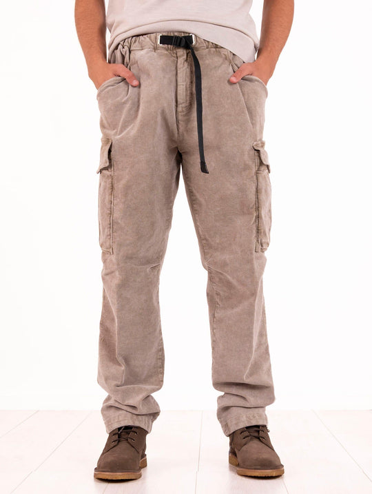 Pantalone Cargo White Sand in Velluto a Coste Fango