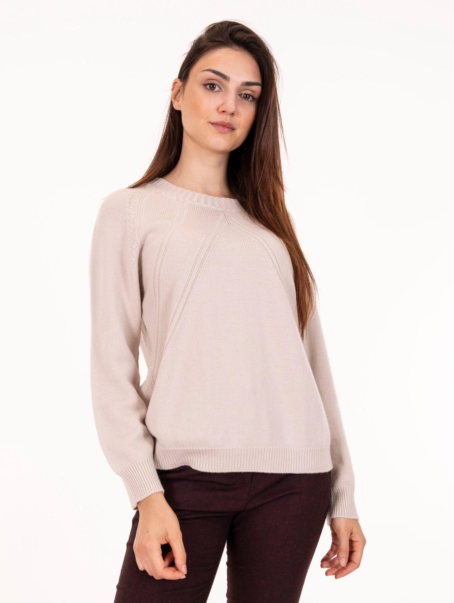 Maglia Girocollo Alpha Studio in Pura Lana Gesso AD-4081C2017 Alpha Studio