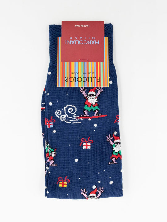 Calzini Marcoliani Milano Xmas in Cotone Pima Blu Notte