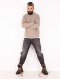 Alpha Studio Flannel Wool and Cashmere Crew Neck Sweater