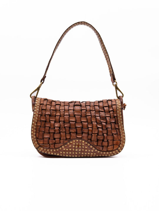 Borsa Rachele Campomaggi Limited Edition in Pelle Iintrecciata Cognac