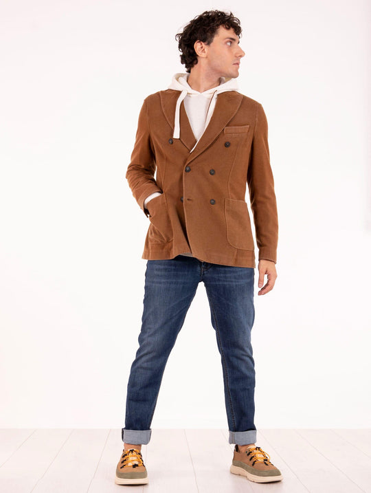 Circolo 1901 Double-Breasted Jacket in Caramel Virgin Wool