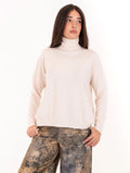 Maxi Maglia Dolcevita White Wise in Lana e Viscosa Naturale