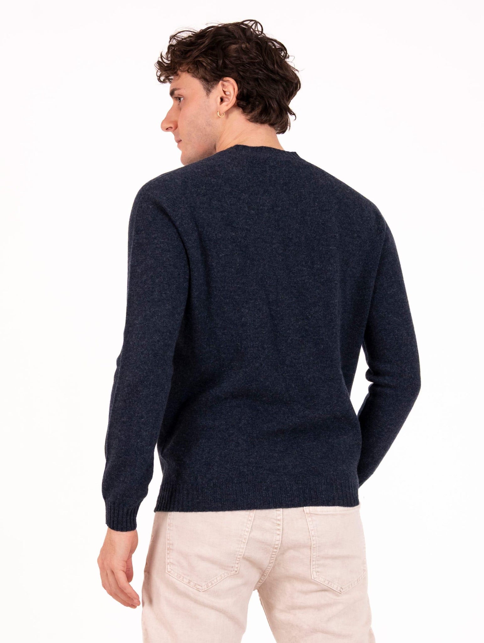 Girocollo Zanieri in Lana Cashmere Blu Melange CG-GRU-3501BAJKAL Zanieri