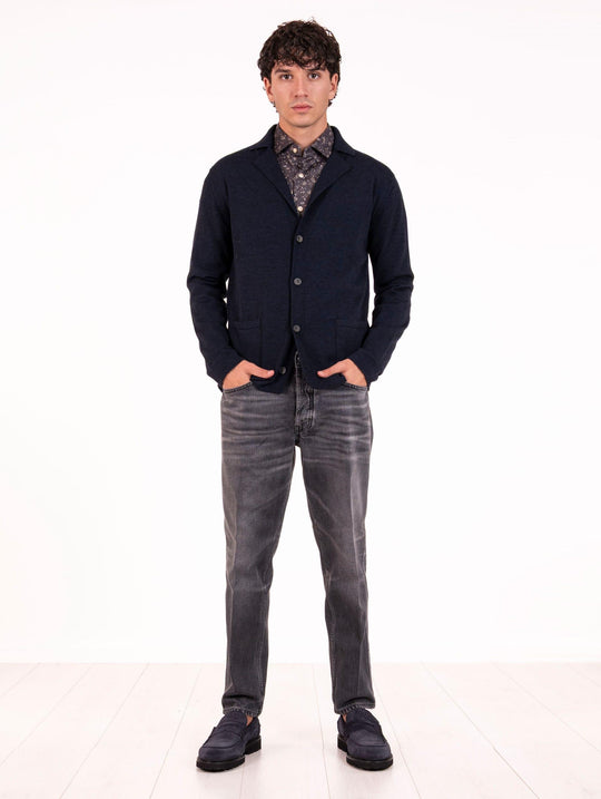 Giacca Luigi Gentile in Lana Merinos Extrafine 120's Blu