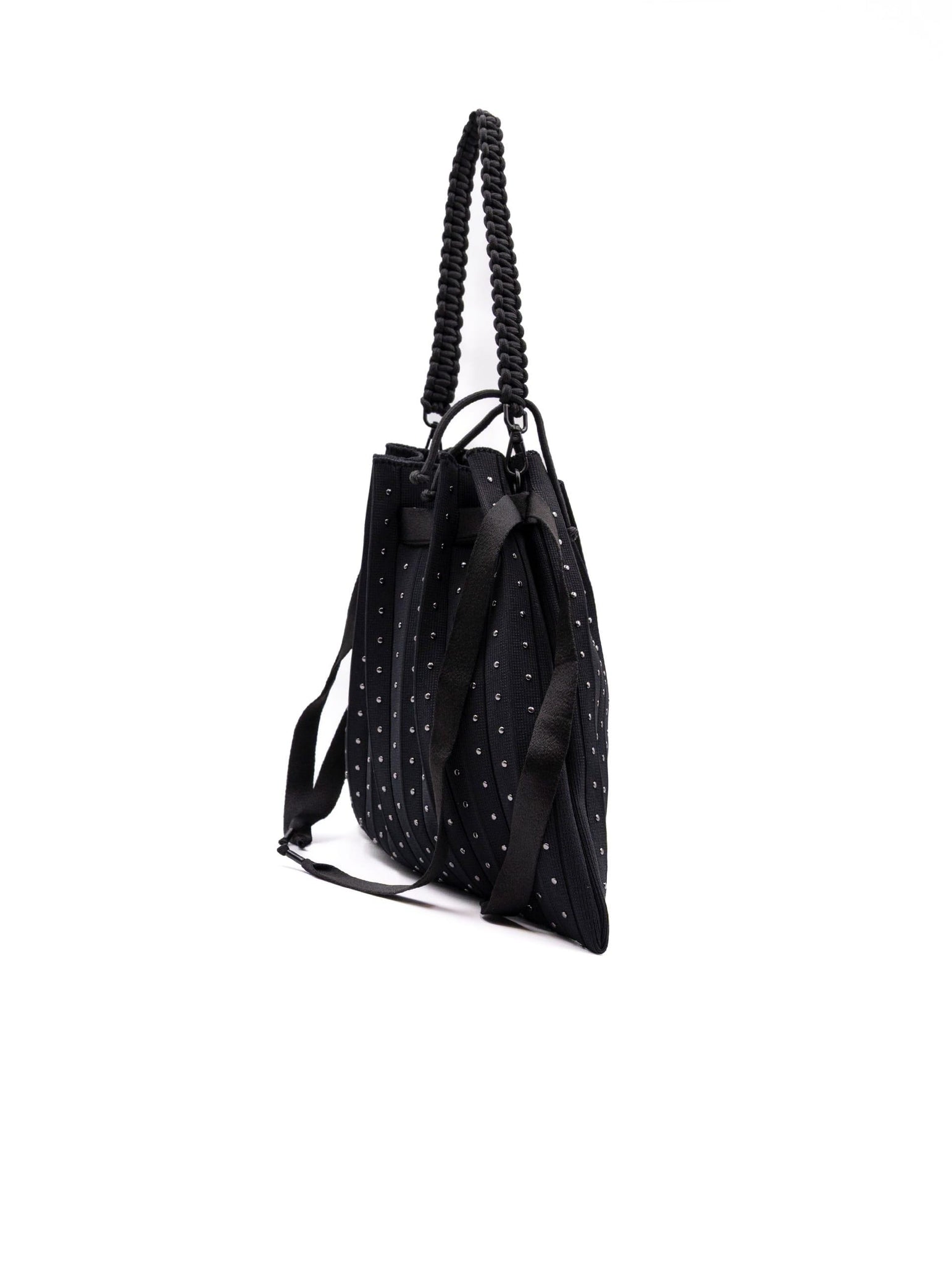 Borsa a Secchiello Borchie Fri-Yay in Maglia Plissè Nera FXM_1225STUDS Fri-Yay