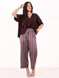 Pantalone Myths in Seta Marrone, Viola e Lilla