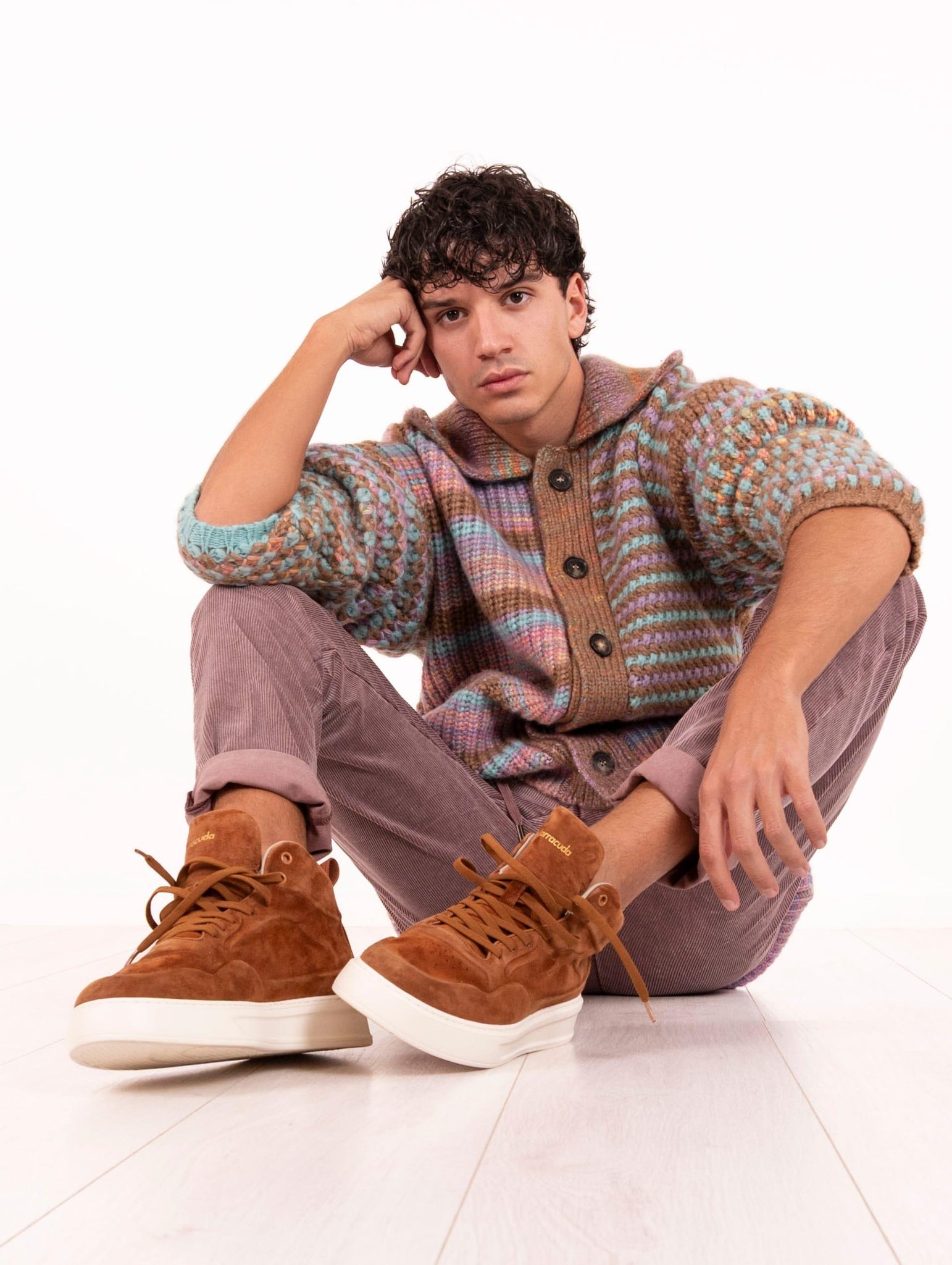 Cardigan Roberto Collina in Alpaca e Lana Multicolor 253M50005M5033 Roberto Collina