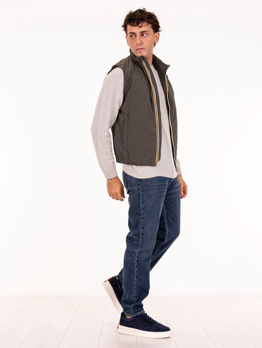 Valen K-Way Vest in Military Green Technical Fabric