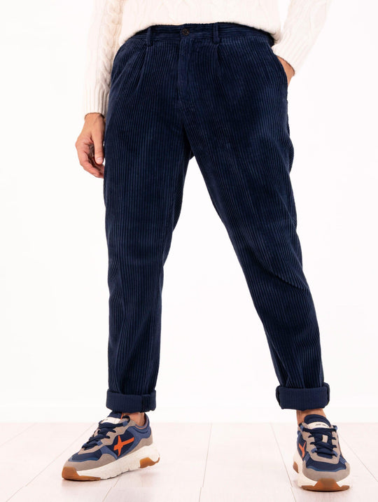 Pantalone Devorà in Velluto a Coste Blu