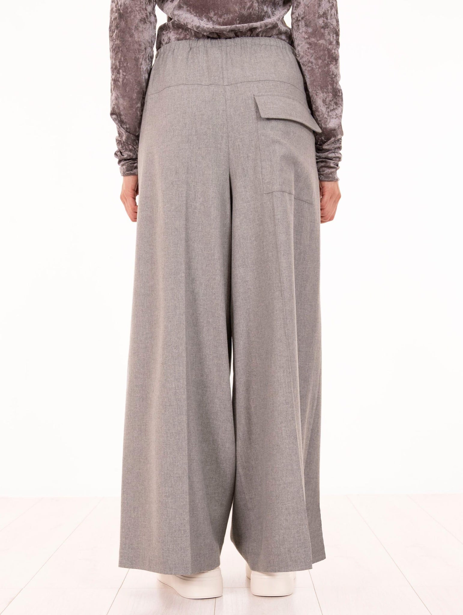 Pantalone Alysi con Coulisse in Flanella di Viscosa e Lana Grigio 165138A5047GR Alysi