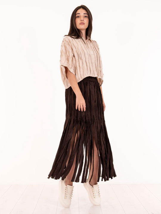 Gonna Alysi Origami Fringe in Chocolate Viscose