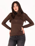 Rollkragenpullover White Wise Mischkaschmir extrafein Dunkelbraun