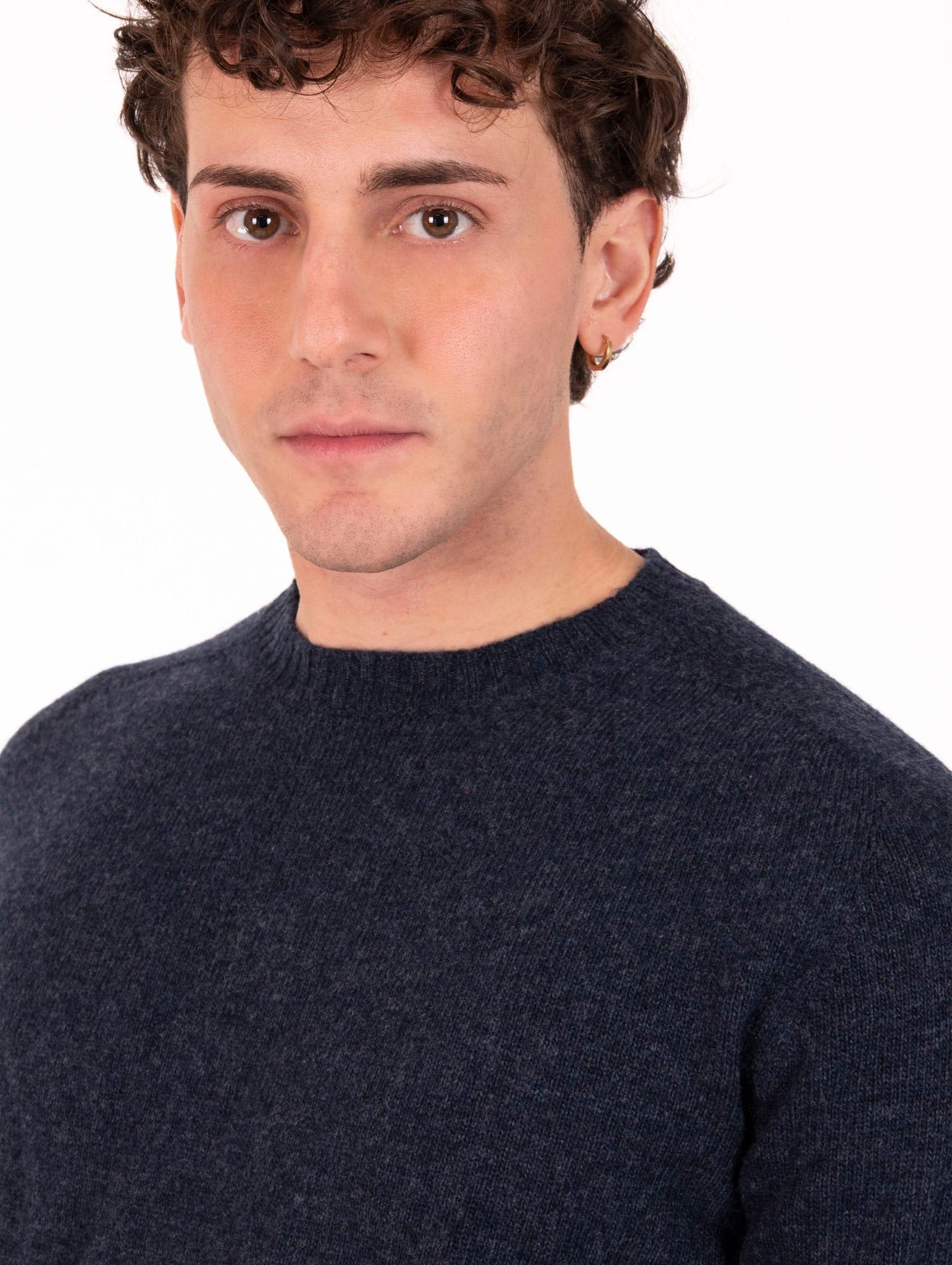 Girocollo Zanieri in Lana Cashmere Blu Melange CG-GRU-3501BAJKAL Zanieri