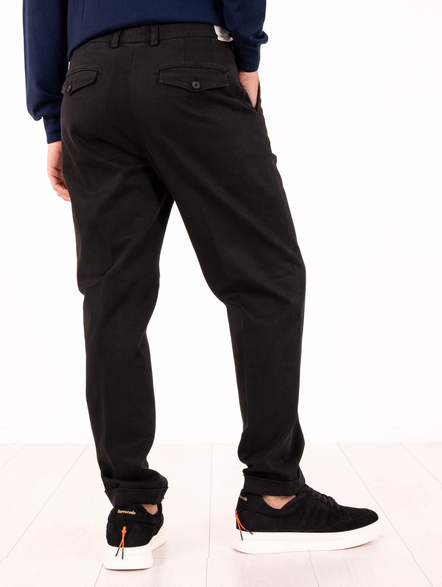 Pantalone Devore in Cotone Piquet Nero DVR44-A007TC001 Devore