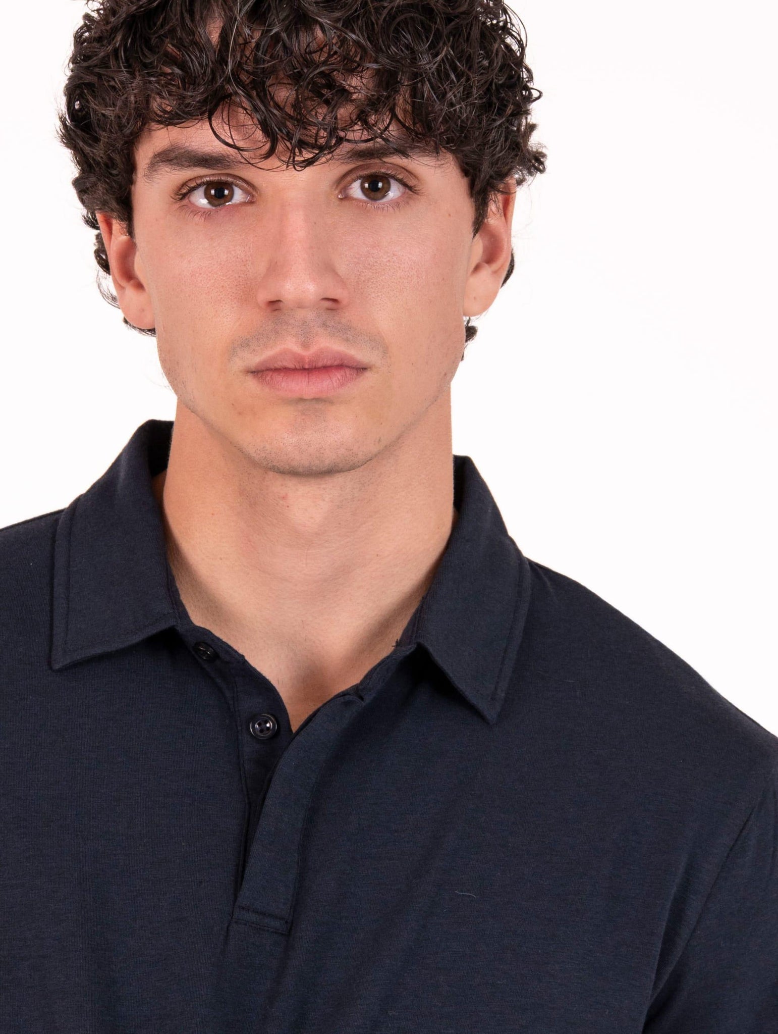 Polo Devore in Cotone, Modal, Lana e Seta Navy DP2-101-AL0394 Devore