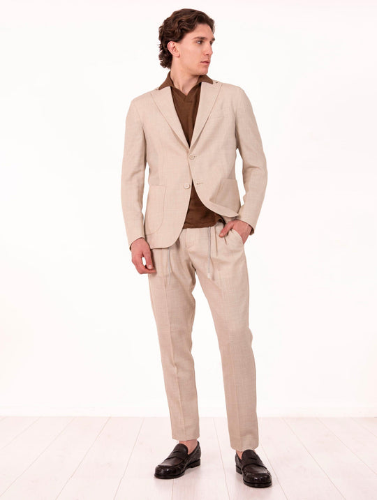 Abito Elevety Milano Platinum in Tessuto Loro Piana Summertime Beige